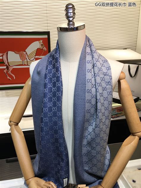 gucci jacquard scarf blue|Gucci wool scarf women's.